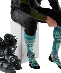 Ski Explorer Targeted Cushion Print Over The Calf Socks - Men's