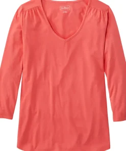 Soft Stretch Supima-Blend V-Neck Three-Quarter Sleeve T-Shirt - Women's