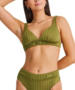 Spaced Rib Retro Waist Bikini Bottom - Women's