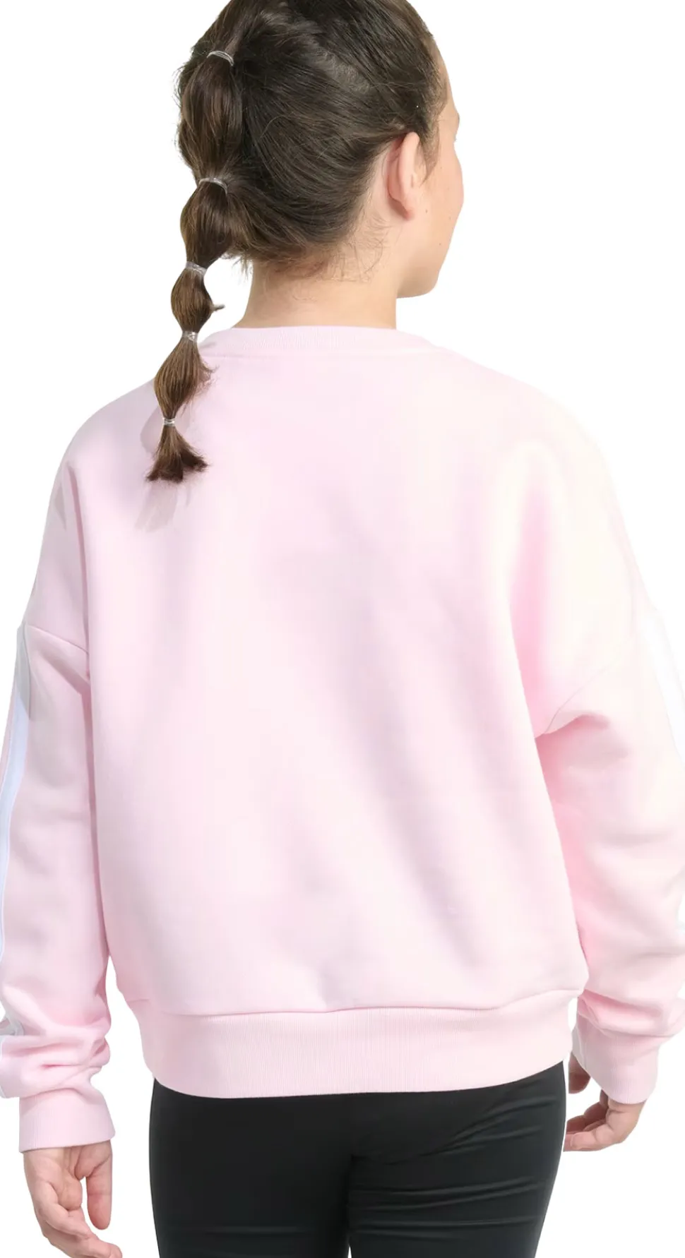 3-Stripes Crew Neck Long Sleeve Fleece Pullover Sweatshirt - Girls