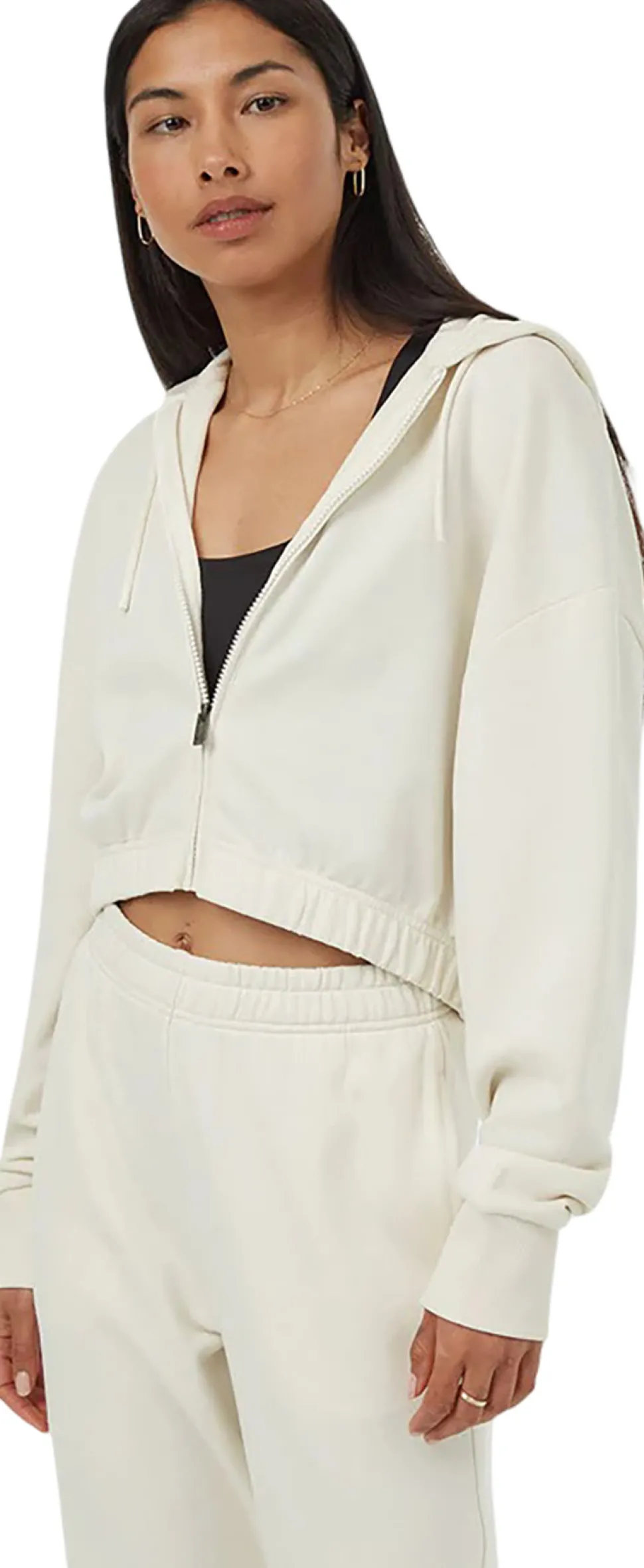 TreeTerry Oversized Cropped Zip Hoodie - Women's