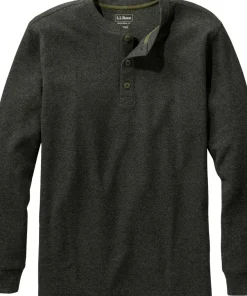 Unshrinkable Mini-Waffle Traditional Fit Long-Sleeve Henley Shirt - Men's
