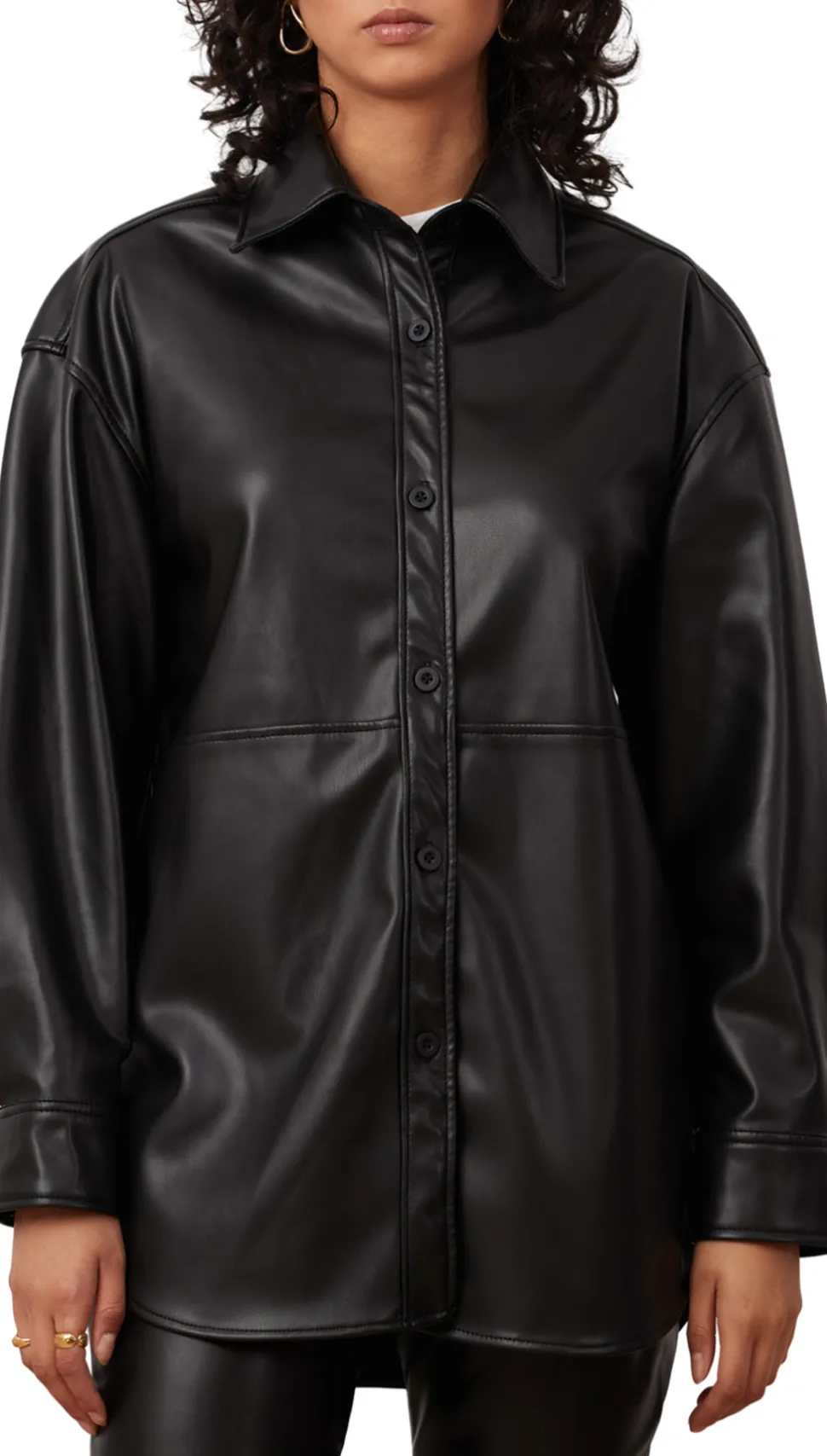 Vegan Leather Overshirt - Women's