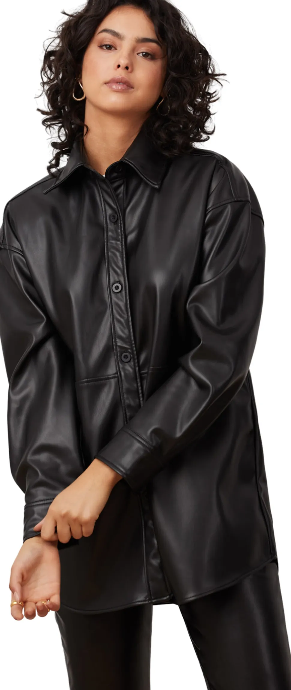 Vegan Leather Overshirt - Women's