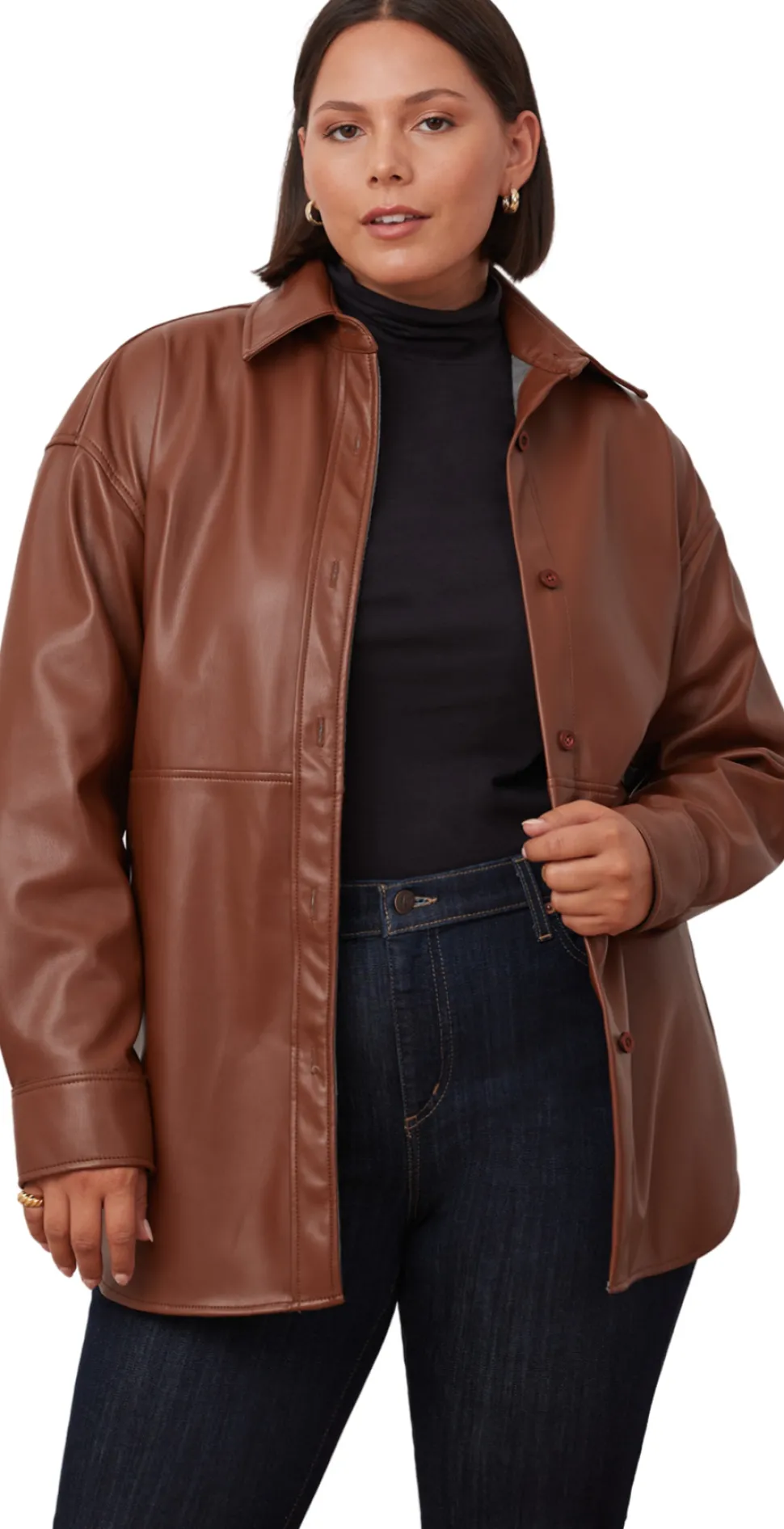 Vegan Leather Overshirt - Women's