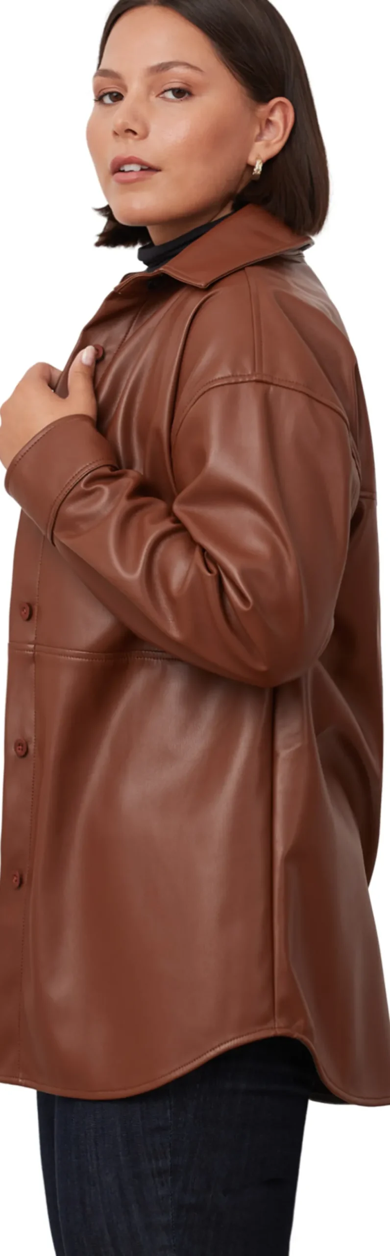Vegan Leather Overshirt - Women's