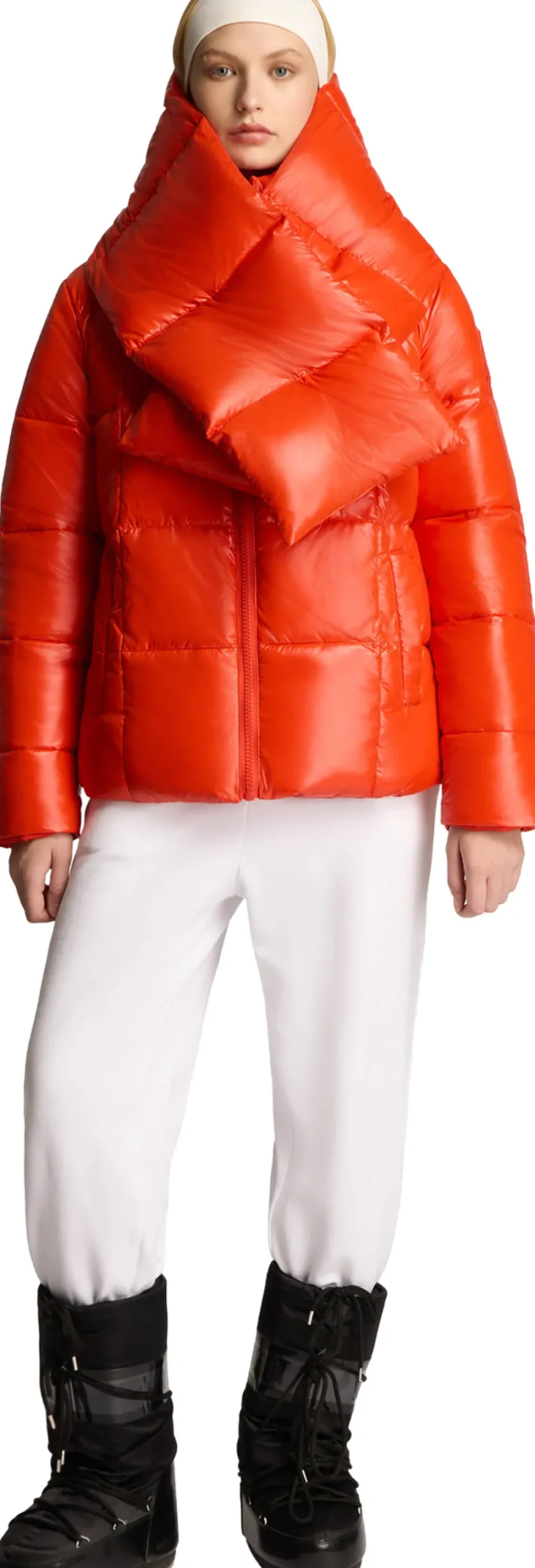 Winekka 2-In-1 Reversible Puffer Jacket with Oversized Removable Scarf - Women's