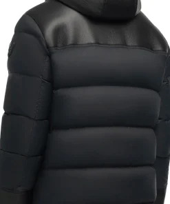 Wolf Mix Media Faux Shearling Puffer Parka with Fixed Hood - Men's